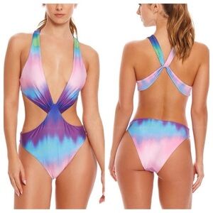 New! Agua Bendita Malibu One Piece ombré cutout monokini Swimsuit 31077